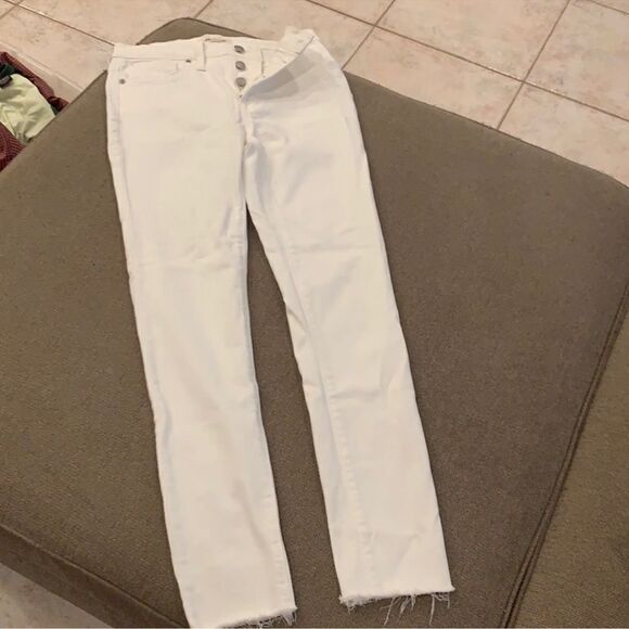 Madewell 9" Mid-Rise Button Fly Skinny Jeans in Pure White 29 - Picture 3 of 7